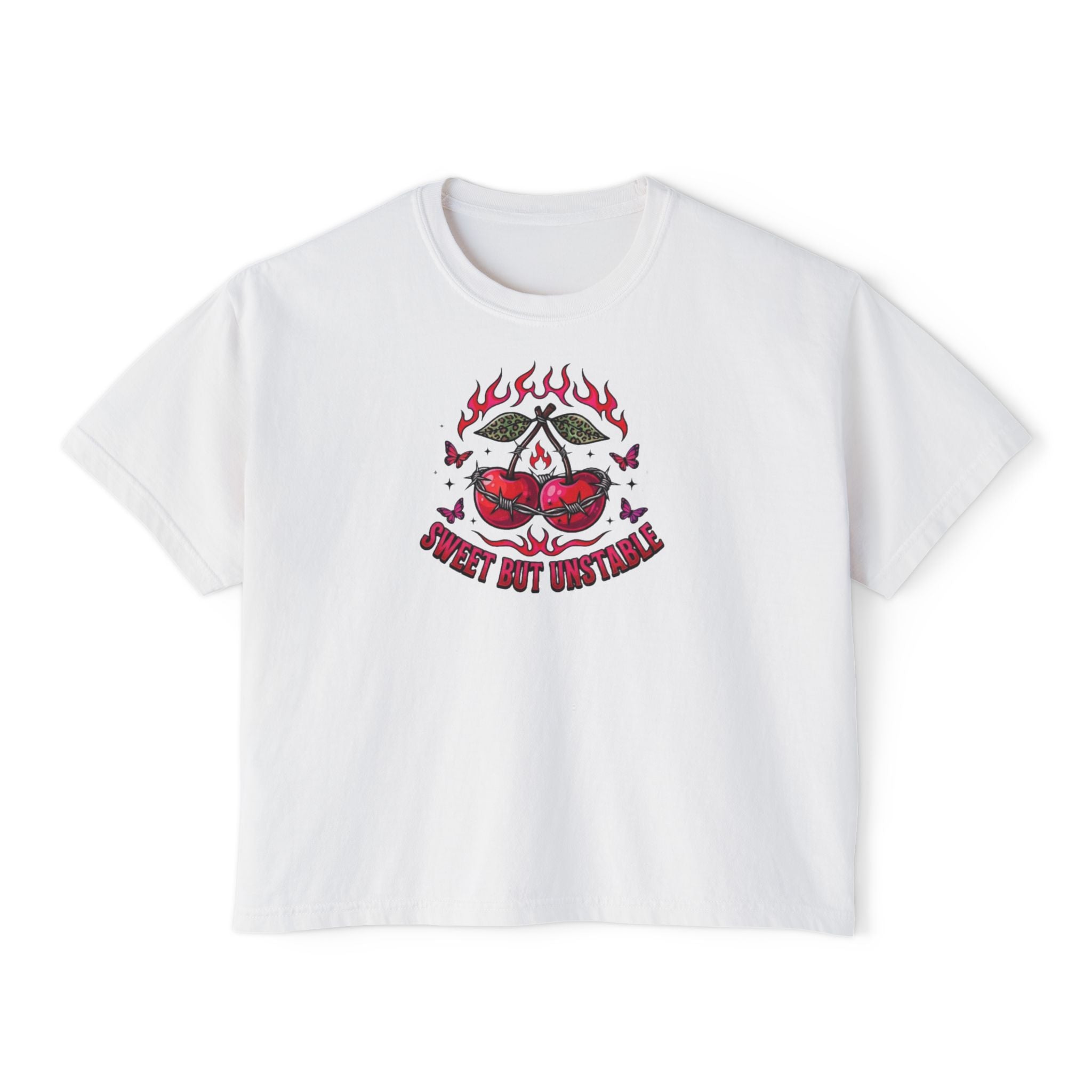 Sweet But Unstable Boxy Tee — Women's Cropped Graphic T-Shirt