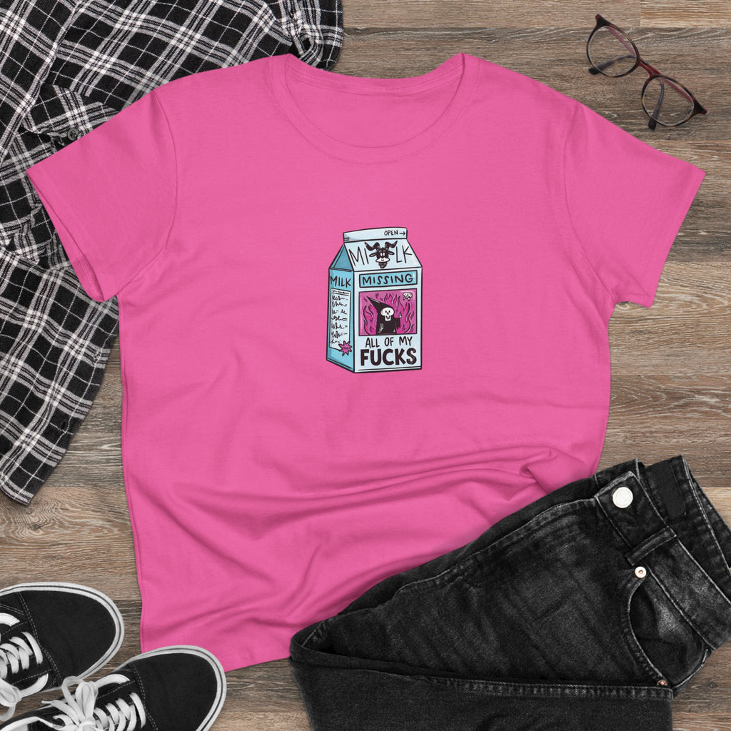 All My Fucks' Cartoon Milk Carton Women's T-Shirt