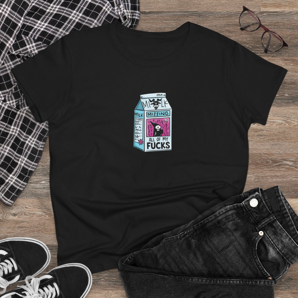 All My Fucks' Cartoon Milk Carton Women's T-Shirt