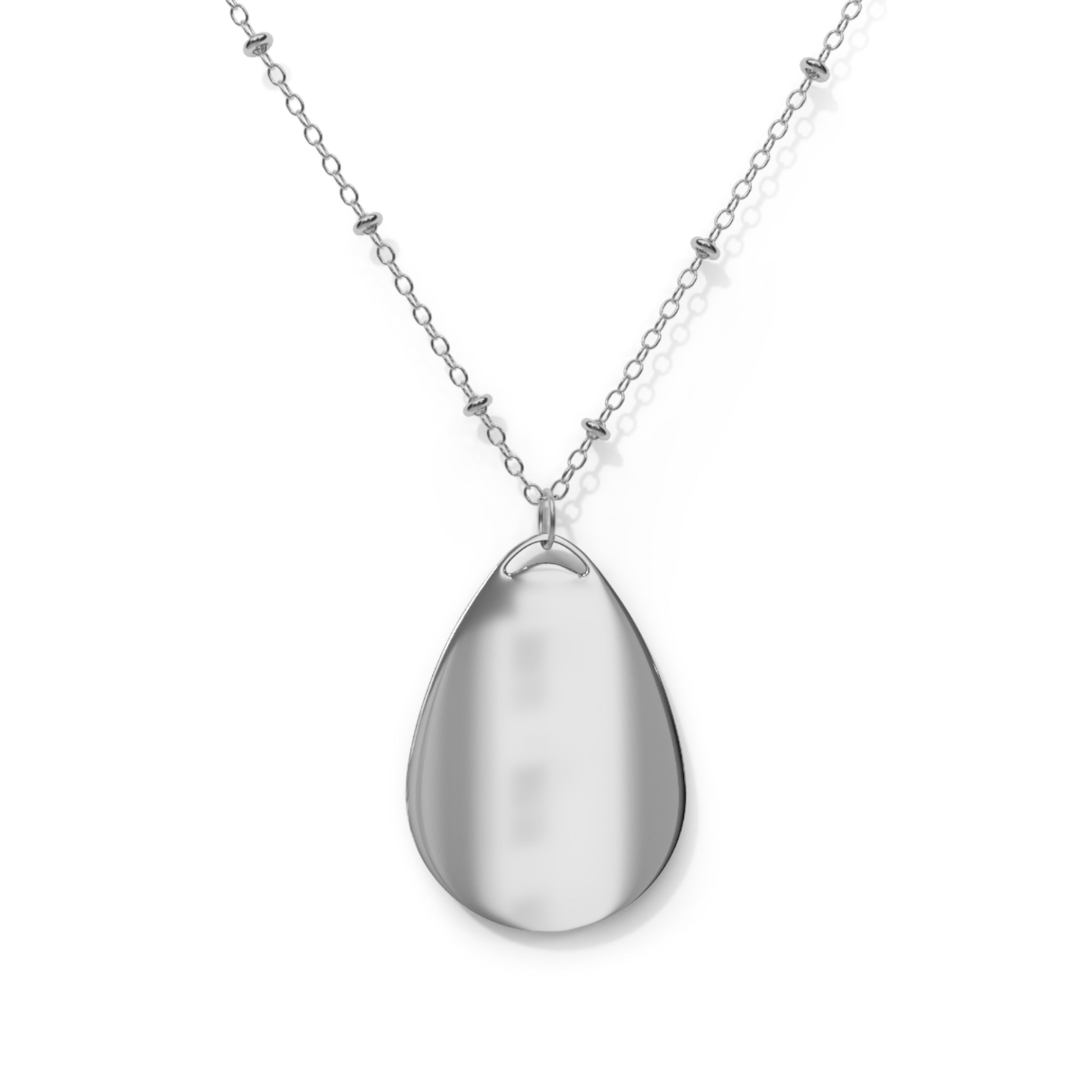 Personalized Oval Photo Pendant Necklace — Engraved Teardrop Locket Gift