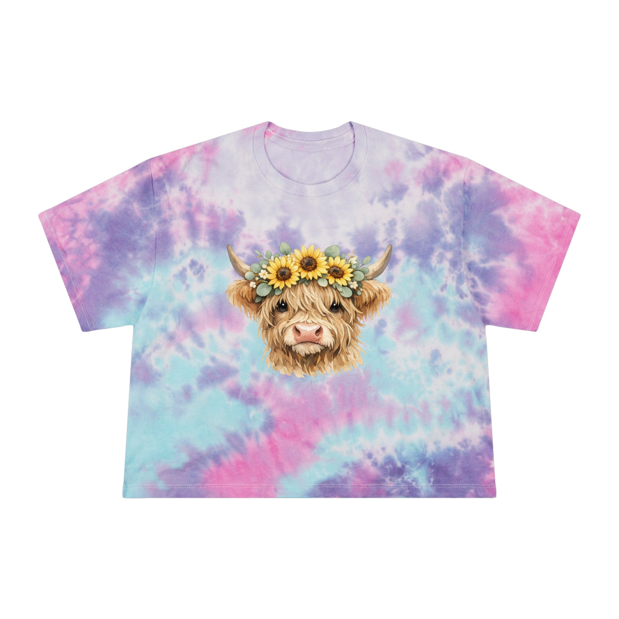 Sunflower Crown Highland Cow Graphic Tee