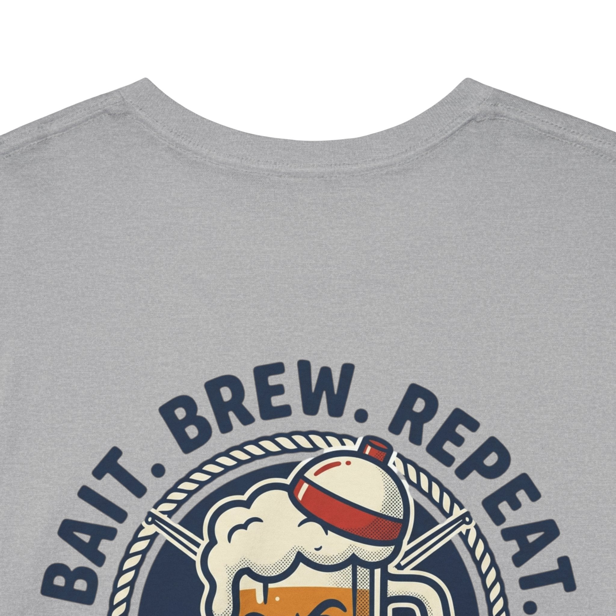 Beer & Fishing T-Shirt — “Bait. Brew. Repeat.” Graphic Tee