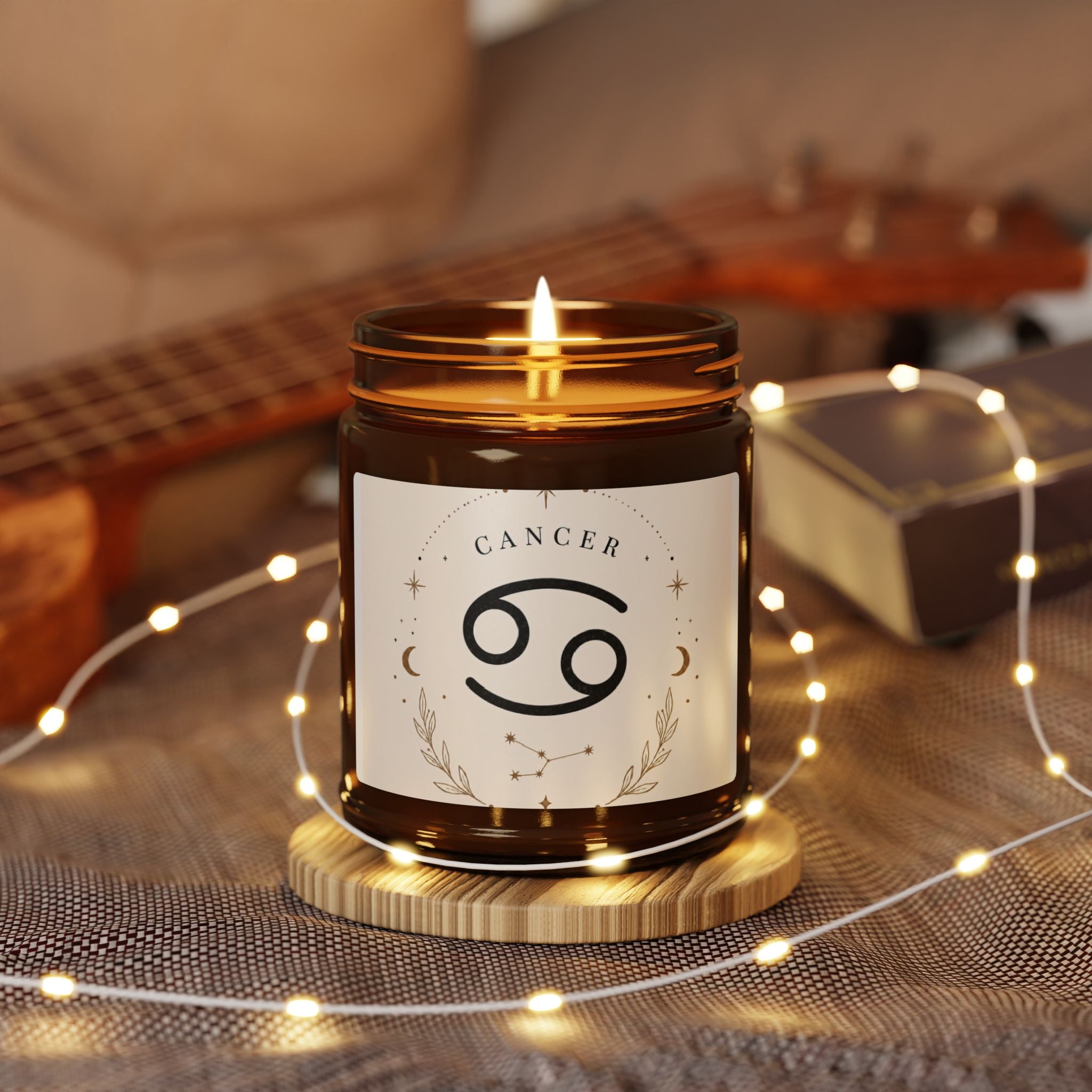 Cancer Zodiac Scented Soy Candle — Amber Jar Aromatherapy (Multi-Size)