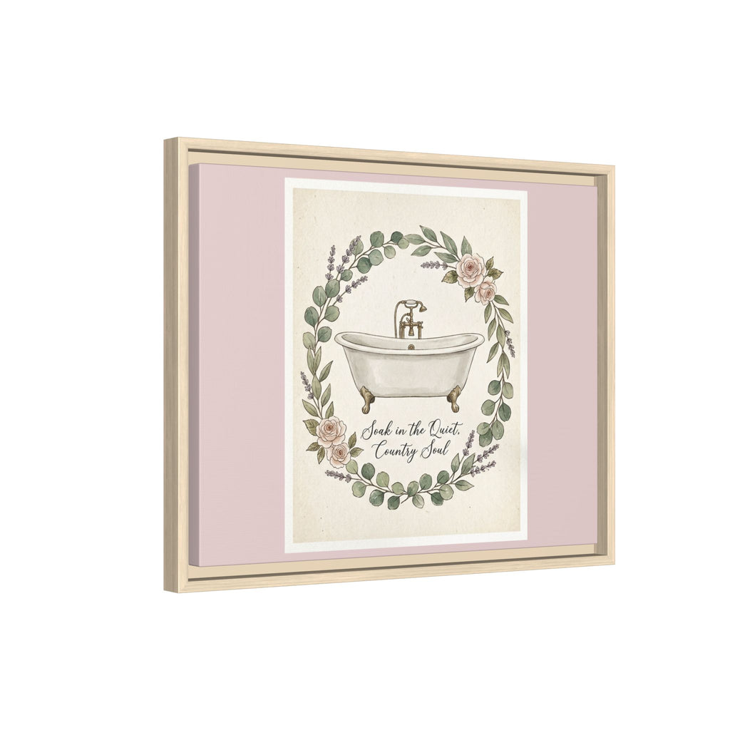 Framed Canvas Wall Art - 'Soak in the Quiet, Country Soul' Vintage Bath Print