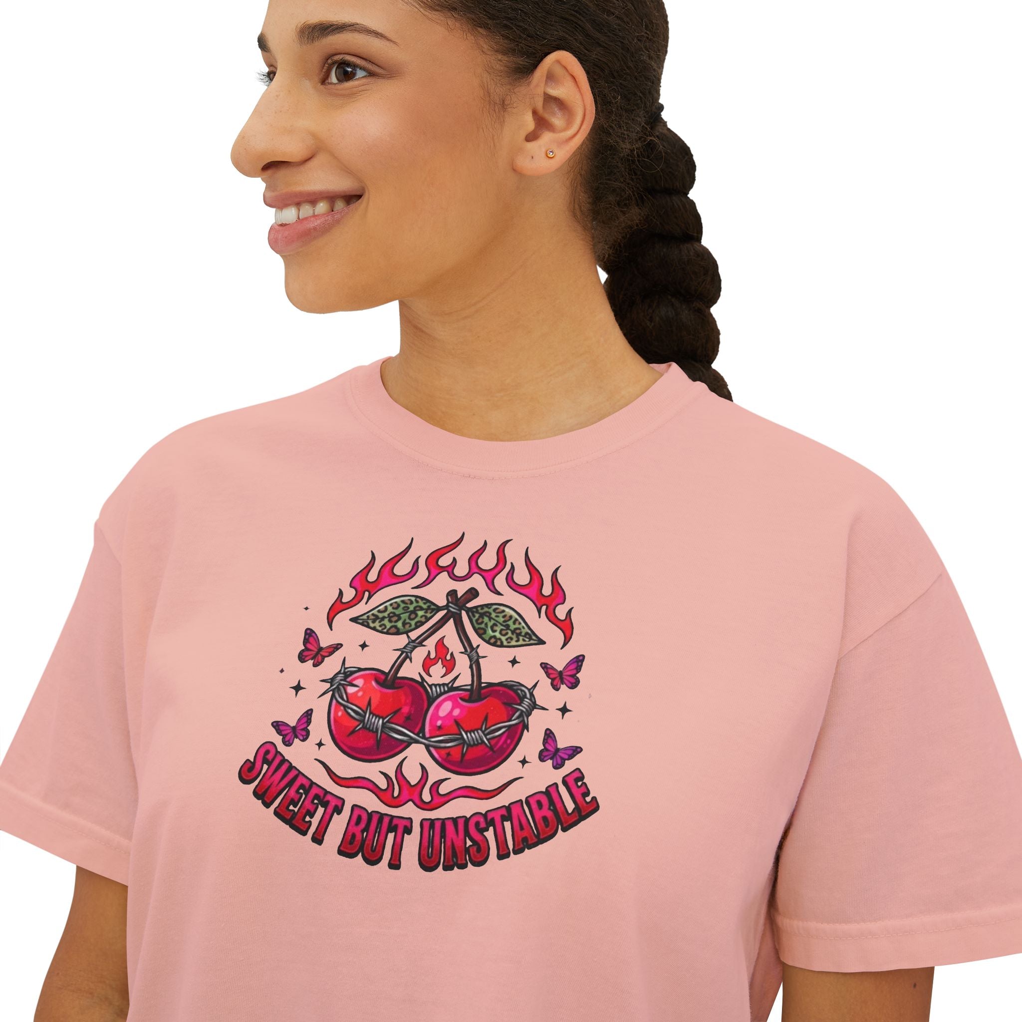 Sweet But Unstable Boxy Tee — Women's Cropped Graphic T-Shirt