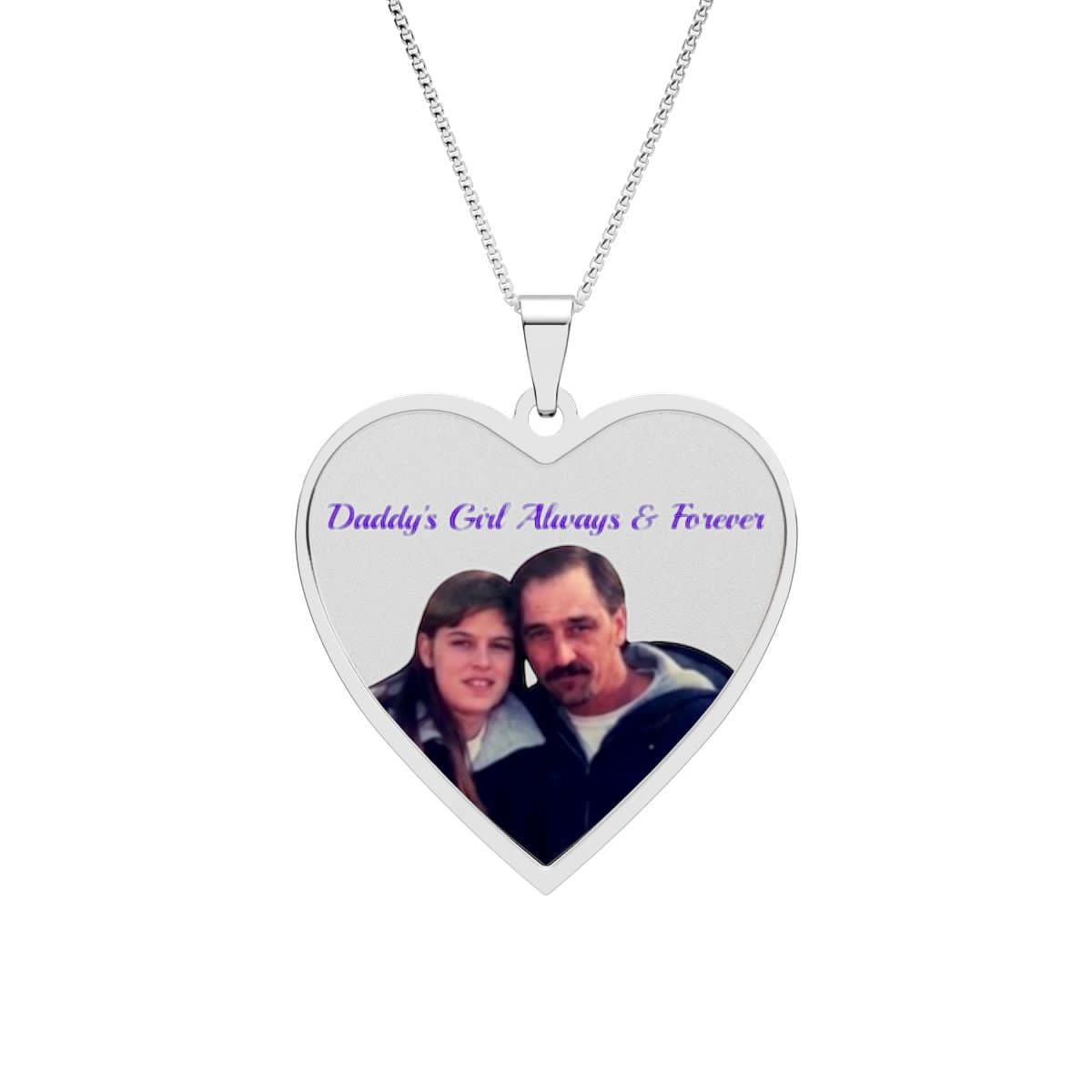 Heart Photo Pendant Necklace — Personalized Engraved Heart Locket (Silver or Gold)