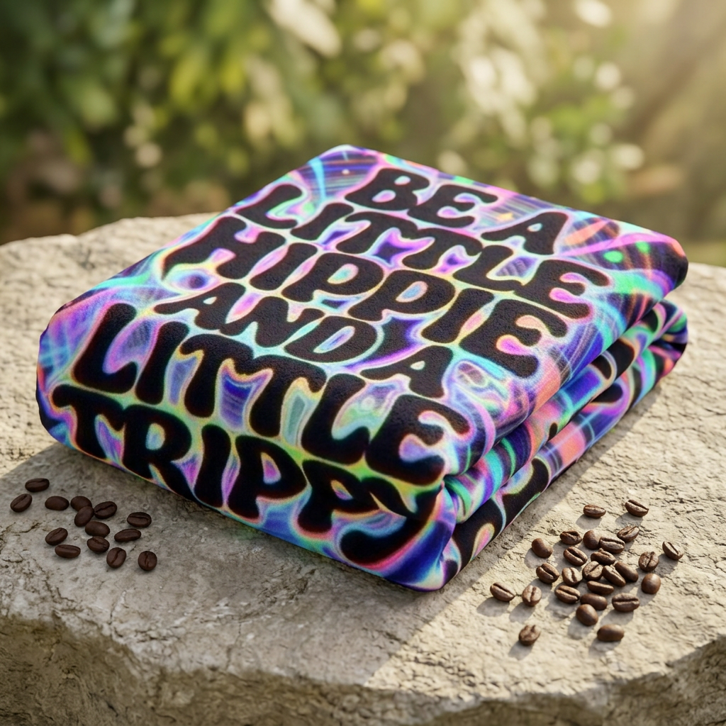 Sherpa Fleece Blanket – "Be A Little Hippie and a Little Trippy" Tie-Dye Boho Throw