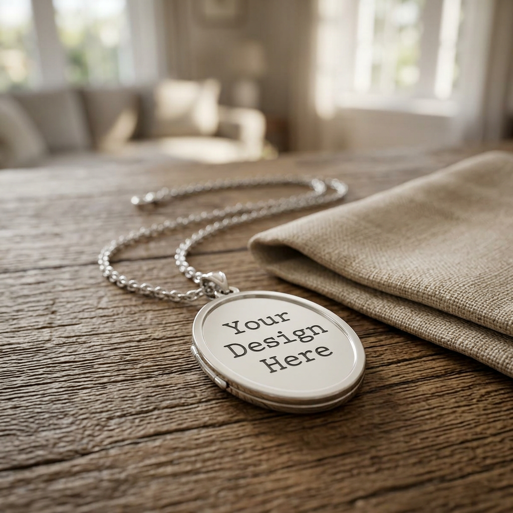Personalized Oval Pendant Necklace — Custom Photo Engraved Keepsake