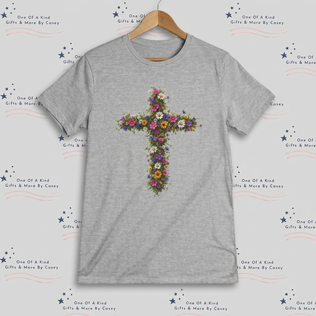 Floral Cross Women's Tee —  Spring Bouquet Shirt