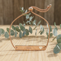 Engravable Heart Cutout Bar Bracelet — Adjustable Personalized Jewelry