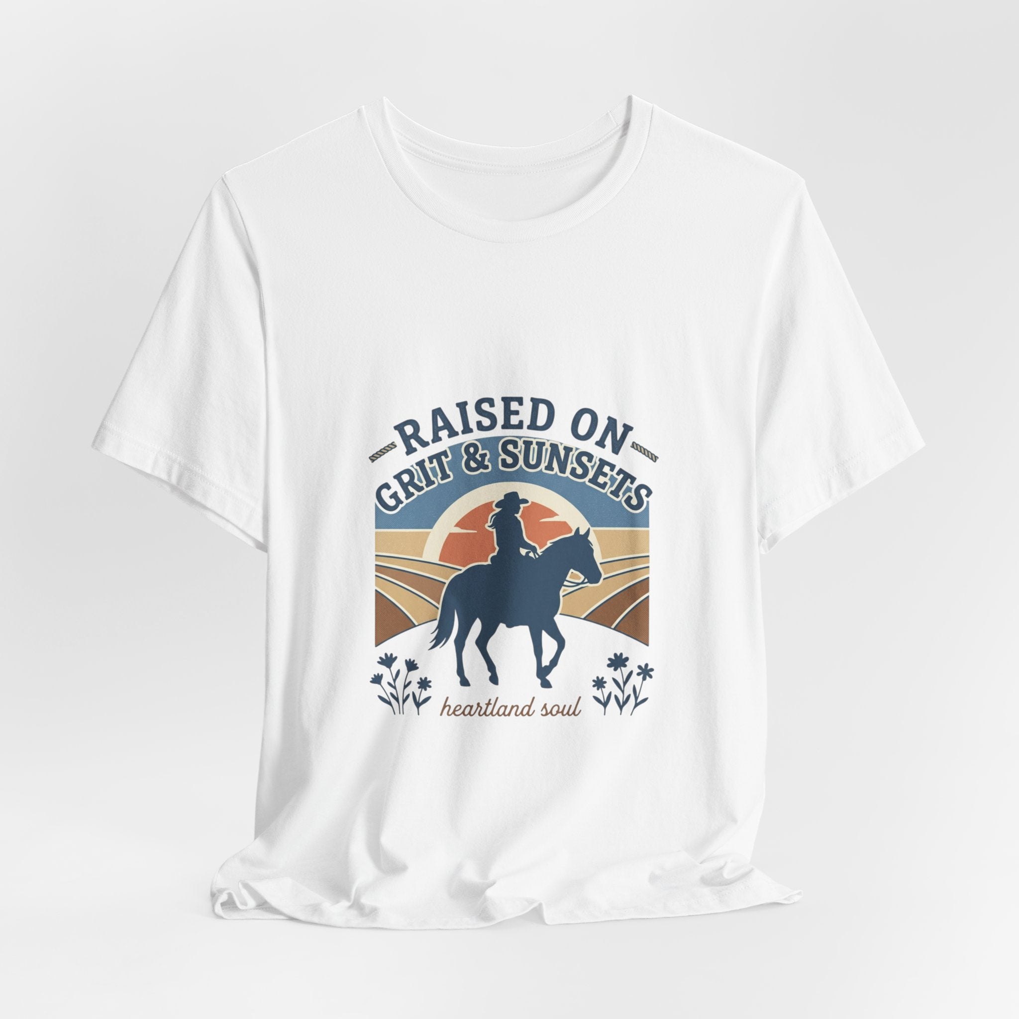 Raised on Grit & Sunsets Tee | western cowgirl ranch rustic prairie vintage