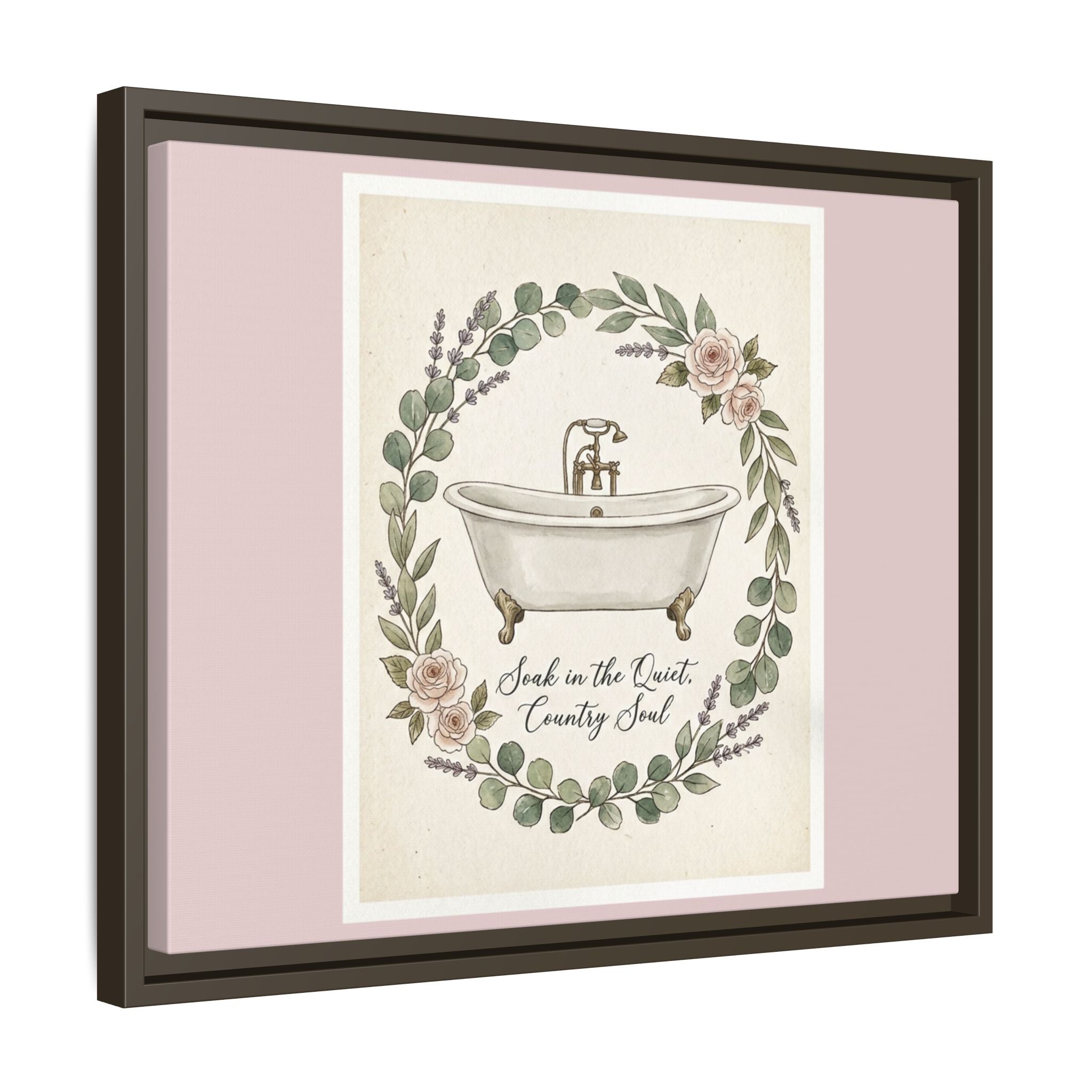 Framed Canvas Wall Art - 'Soak in the Quiet, Country Soul' Vintage Bath Print