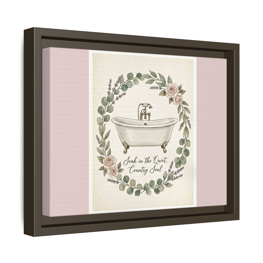 Framed Canvas Wall Art - 'Soak in the Quiet, Country Soul' Vintage Bath Print