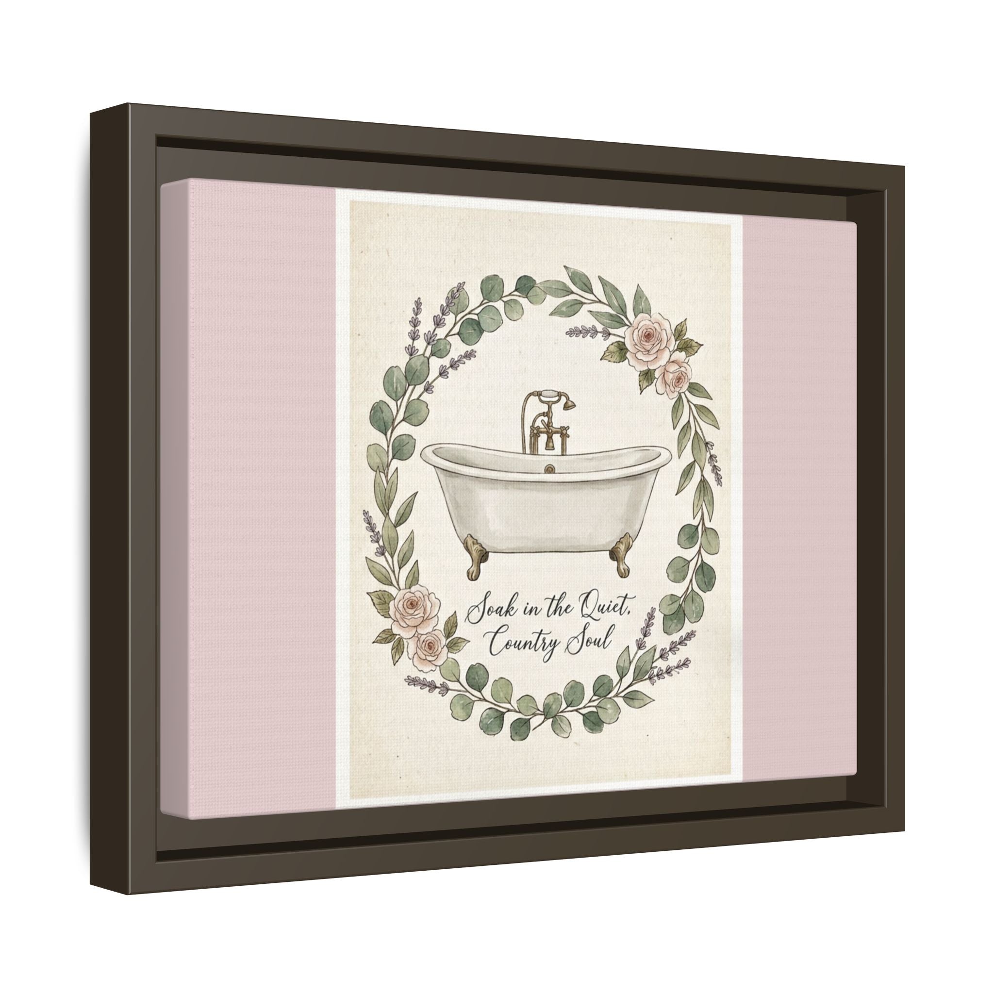 Framed Canvas Wall Art - 'Soak in the Quiet, Country Soul' Vintage Bath Print
