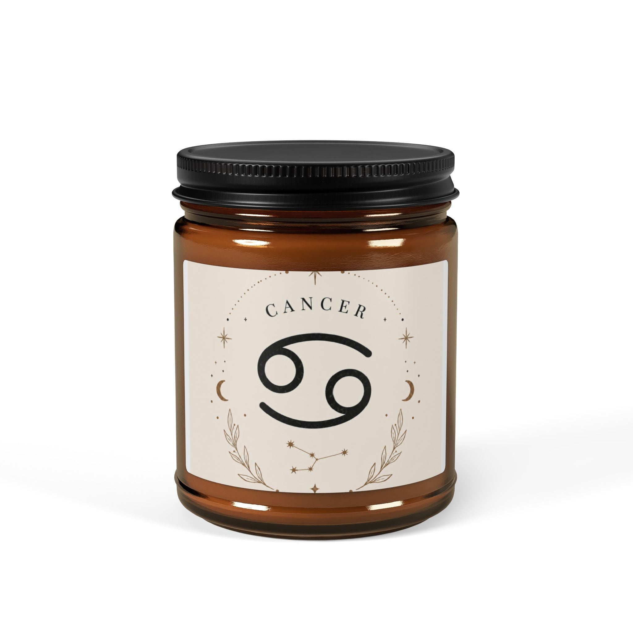 Cancer Zodiac Scented Soy Candle — Amber Jar Aromatherapy (Multi-Size)