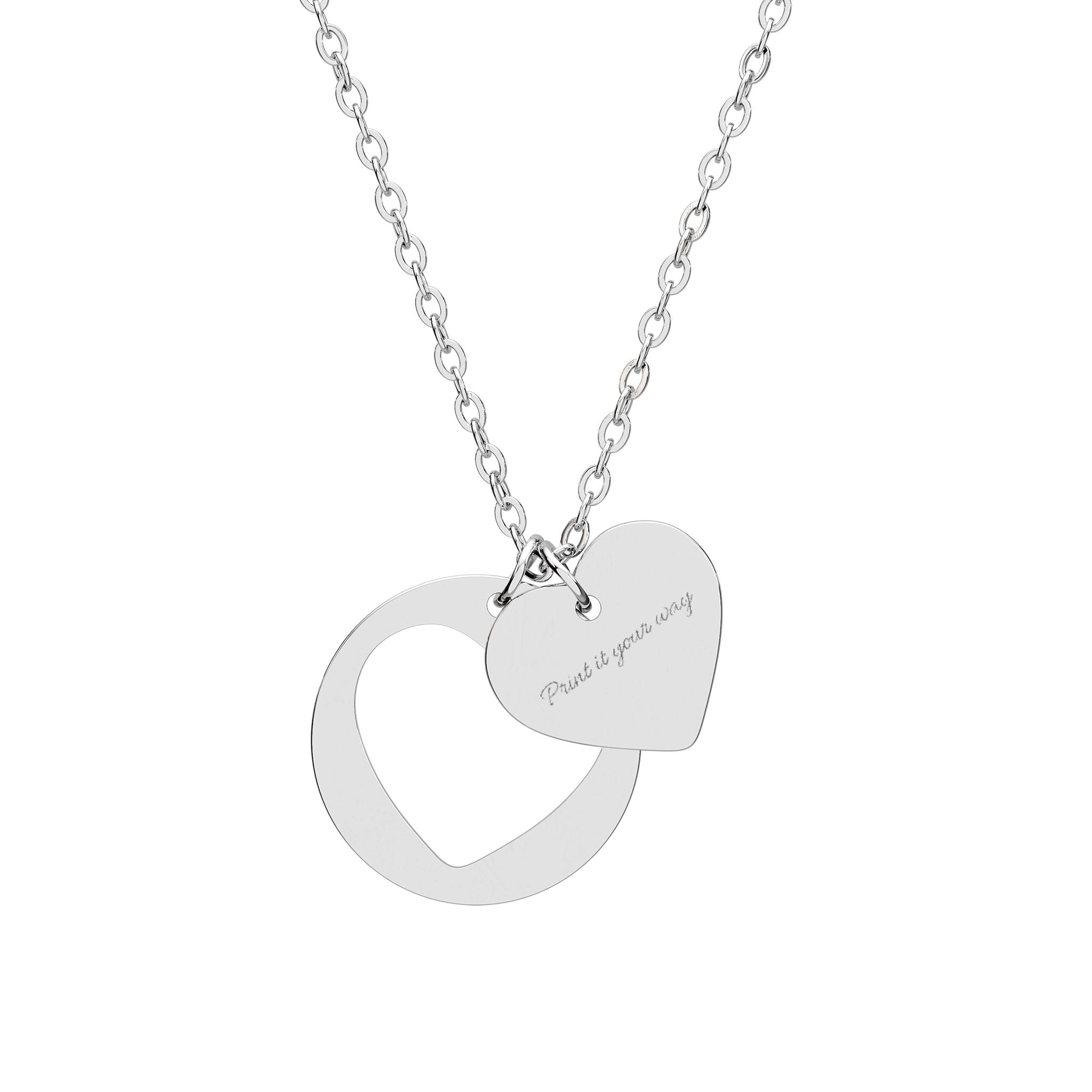 Personalized Heart Cutout Necklace — Engraved Name Pendant
