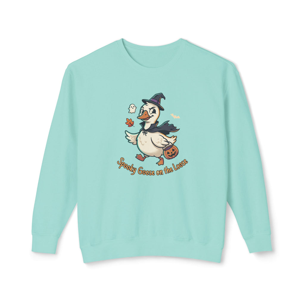 Halloween Goose Crewneck Sweatshirt — "Spooky Goose of the Leaves"