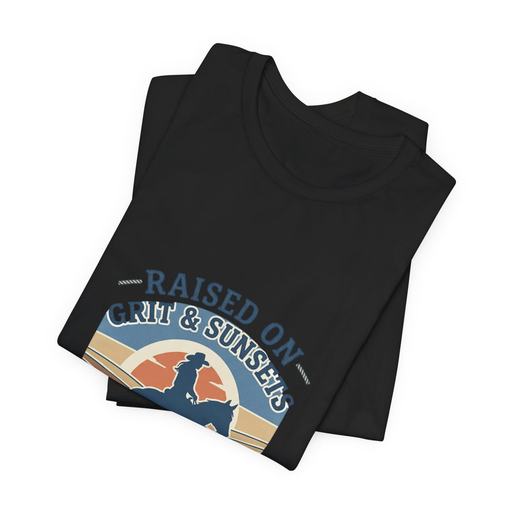 Raised on Grit & Sunsets Tee | western cowgirl ranch rustic prairie vintage