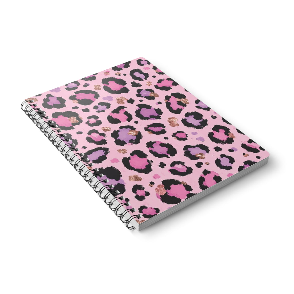 Pink Leopard A5 Wirobound Notebook — Lined Journal for Notes & Planners
