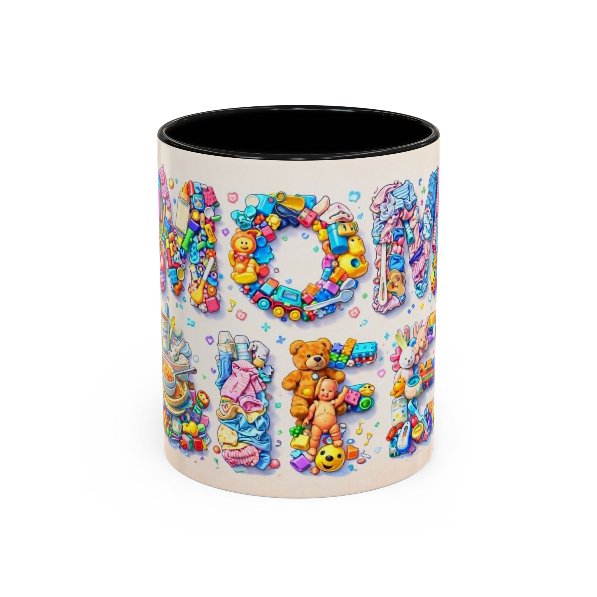 Baby Shower 'Mom to Be' Accent Coffee Mug — Cute Toy Lettering Design