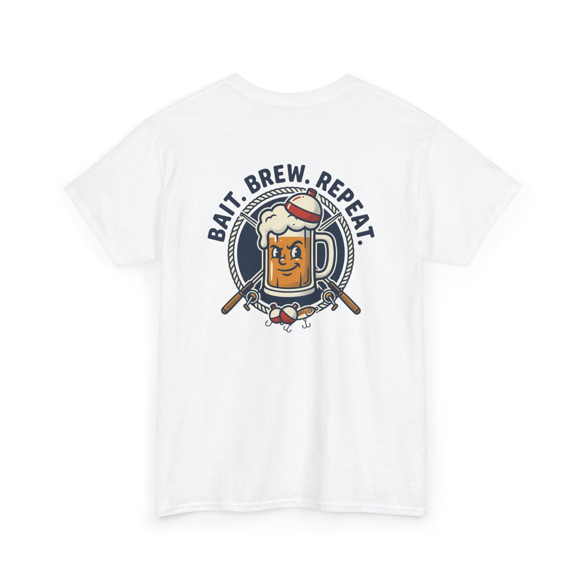Beer & Fishing T-Shirt — “Bait. Brew. Repeat.” Graphic Tee