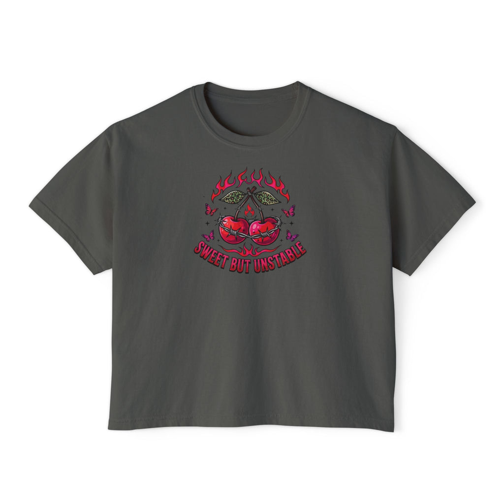 Sweet But Unstable Boxy Tee — Women's Cropped Graphic T-Shirt