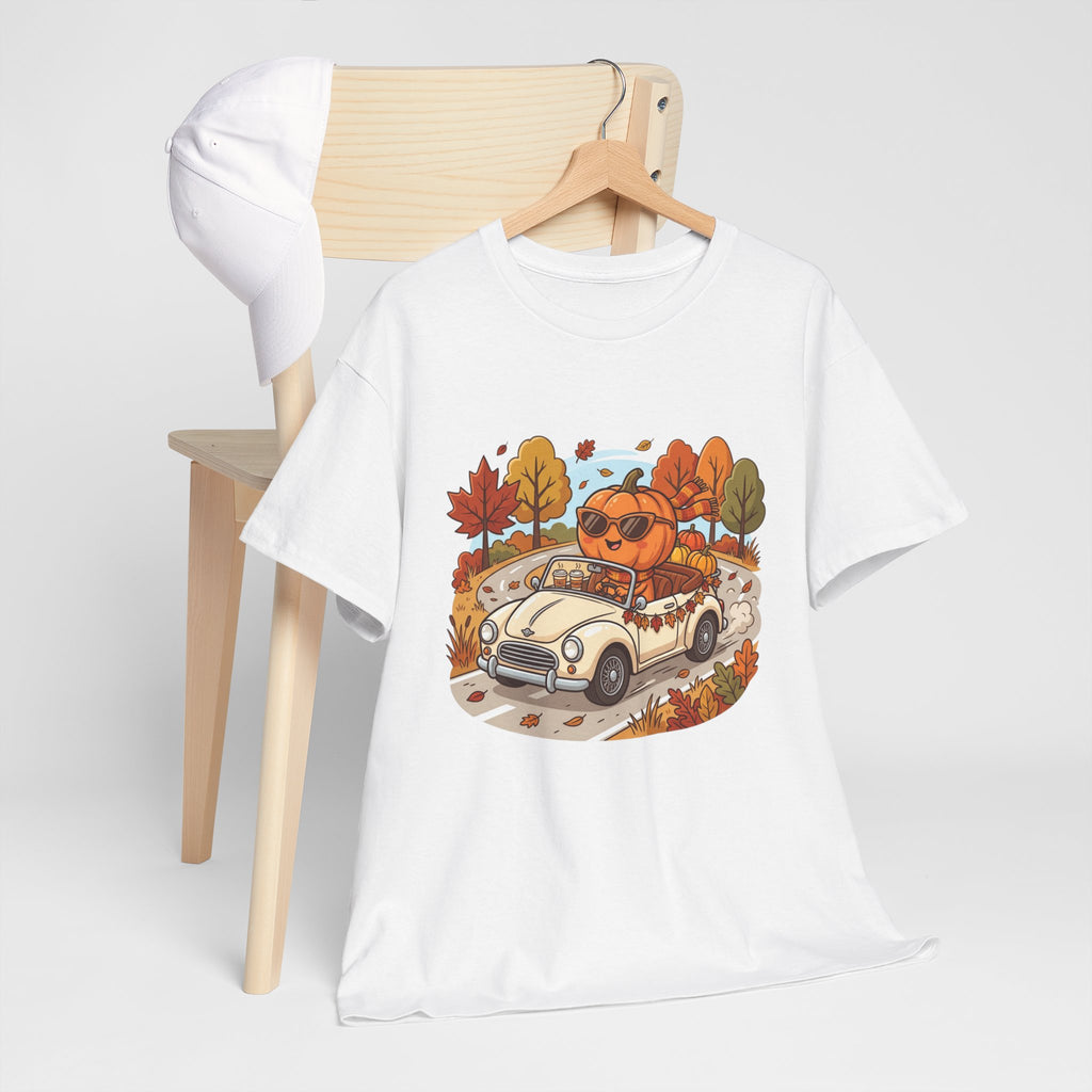 Autumn Roadtrip Tee — Pumpkin Driver Vintage Car Fall Shirt