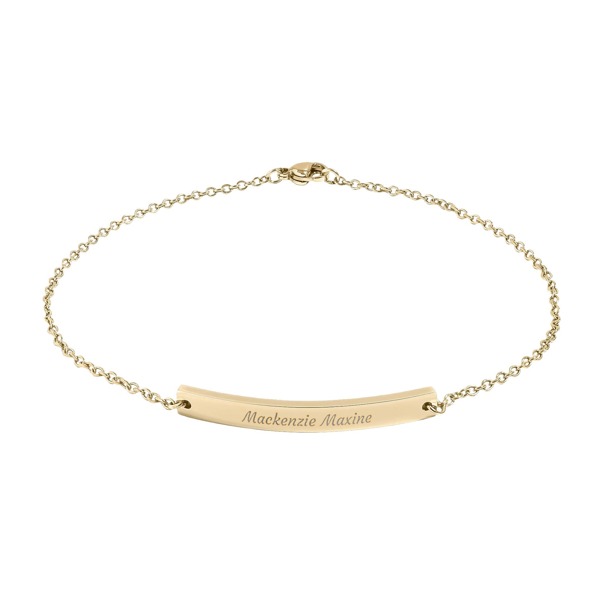 Personalized Curved Bar Anklet — Engraved Name Anklet, Minimal Gold or Rose Gold Jewelry Gift