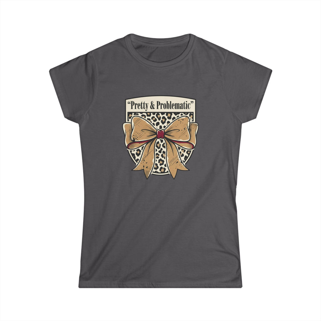 Pretty & Problematic Women's Tee — Leopard Bow Graphic Shirt
