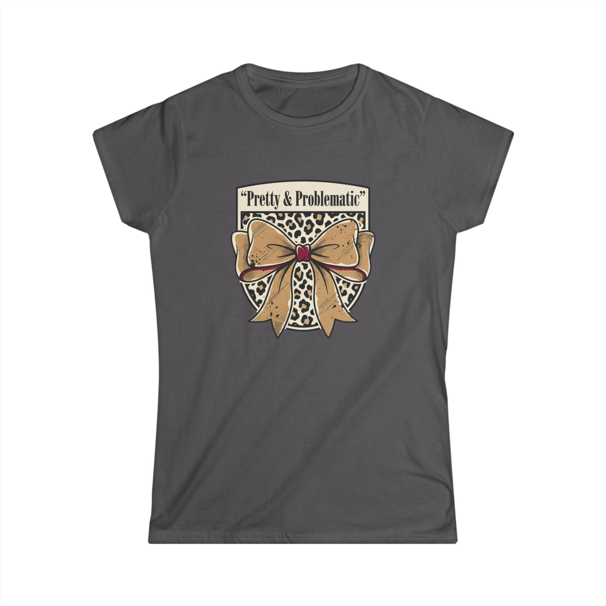 Pretty & Problematic Women's Tee — Leopard Bow Graphic Shirt