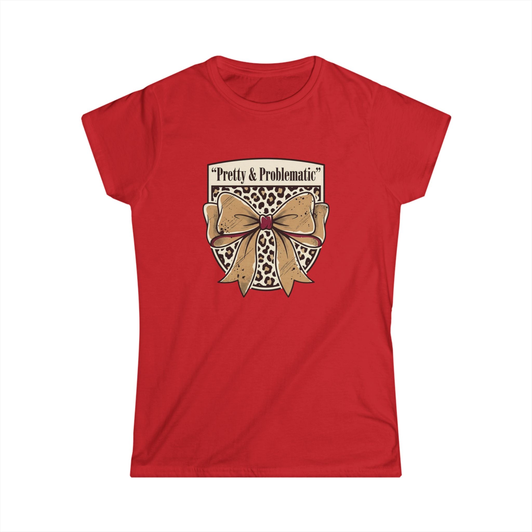 Pretty & Problematic Women's Tee — Leopard Bow Graphic Shirt