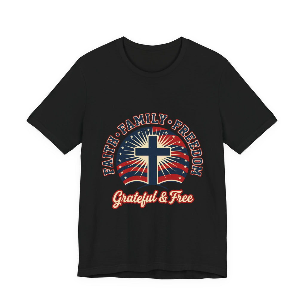 Faith Family Freedom T-Shirt | Patriotic Faith-Based, Vintage Americana