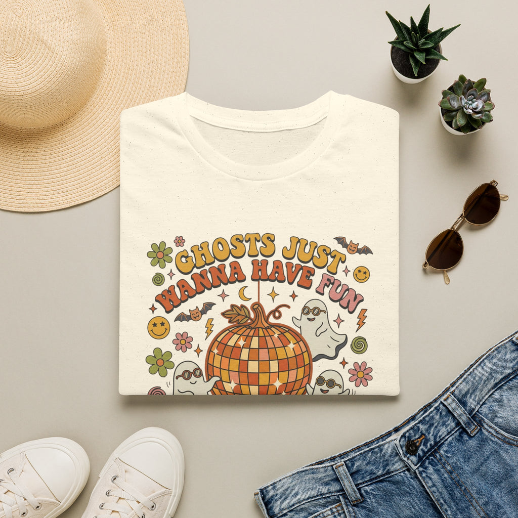 Ghosts Just Wanna Have Fun T-Shirt — Retro Halloween Disco Pumpkin Tee
