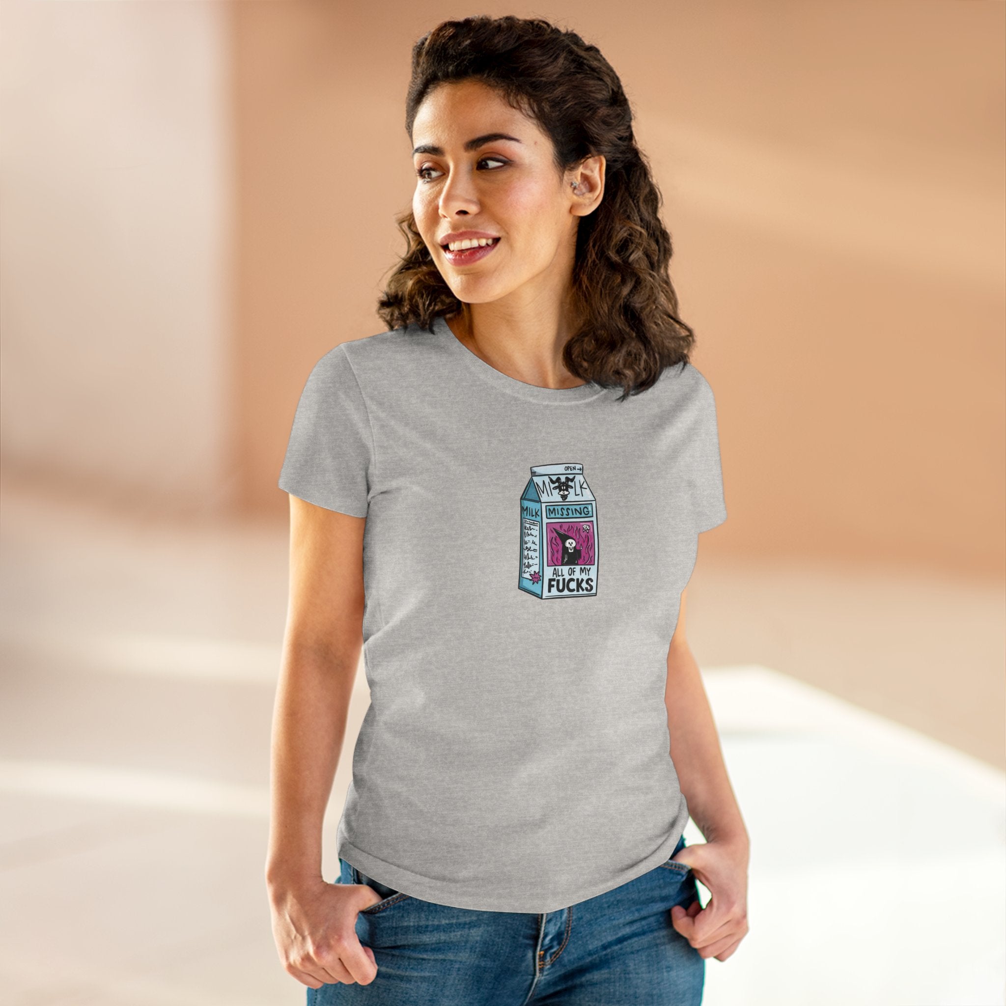 All My Fucks' Cartoon Milk Carton Women's T-Shirt
