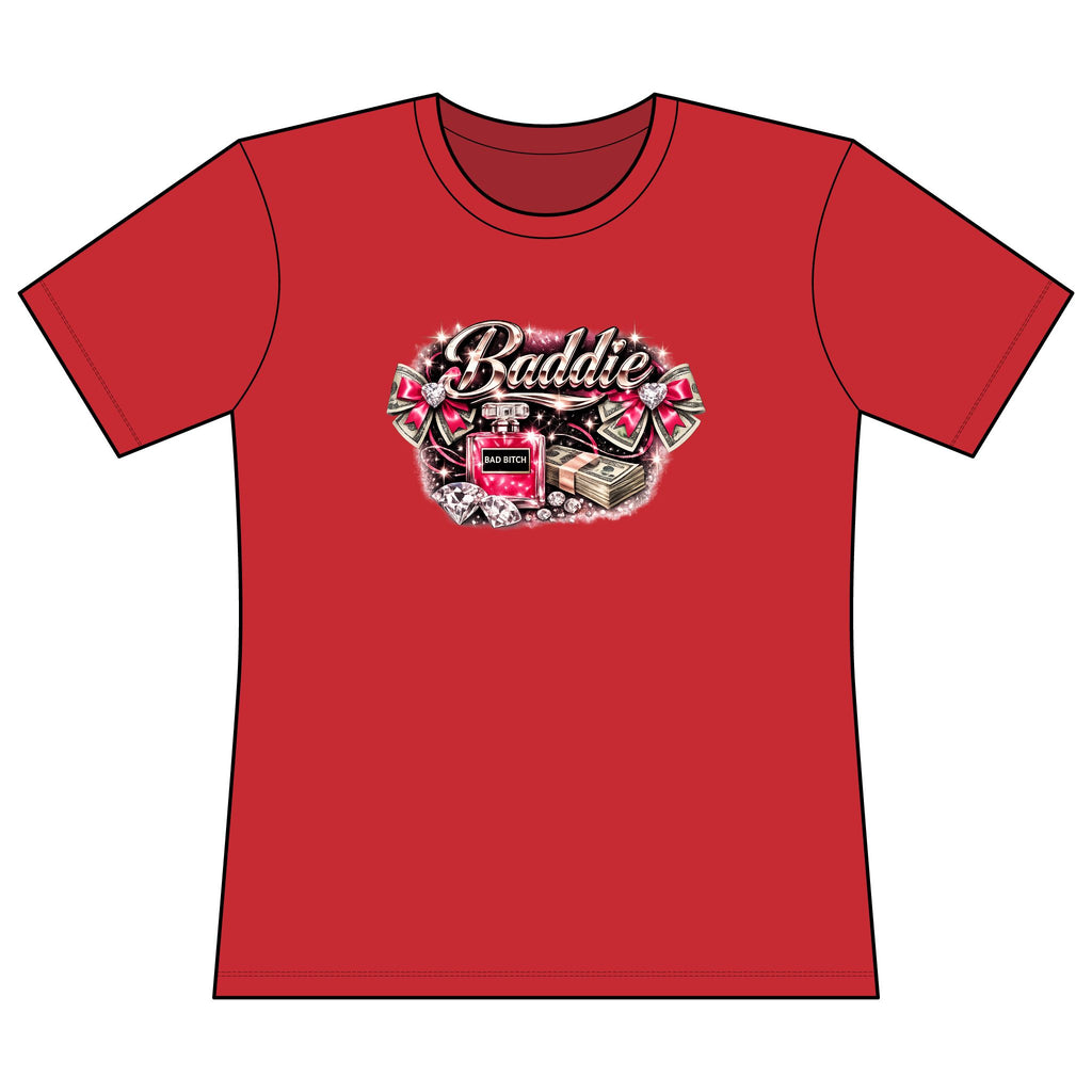 Baddie Graphic Tee — 'Baddie' Pink Perfume & Cash Women's Relaxed Fit T-Shirt