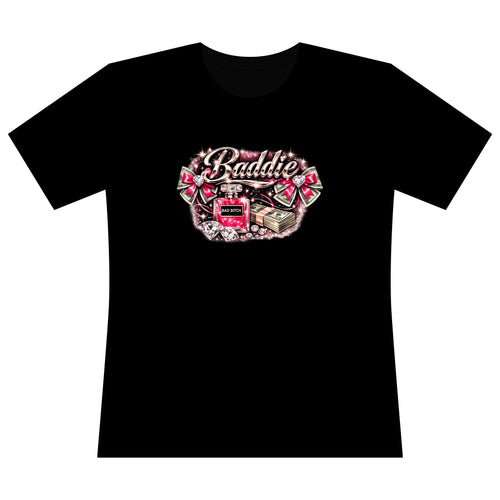 Baddie Graphic Tee — 'Baddie' Pink Perfume & Cash Women's Relaxed Fit T-Shirt