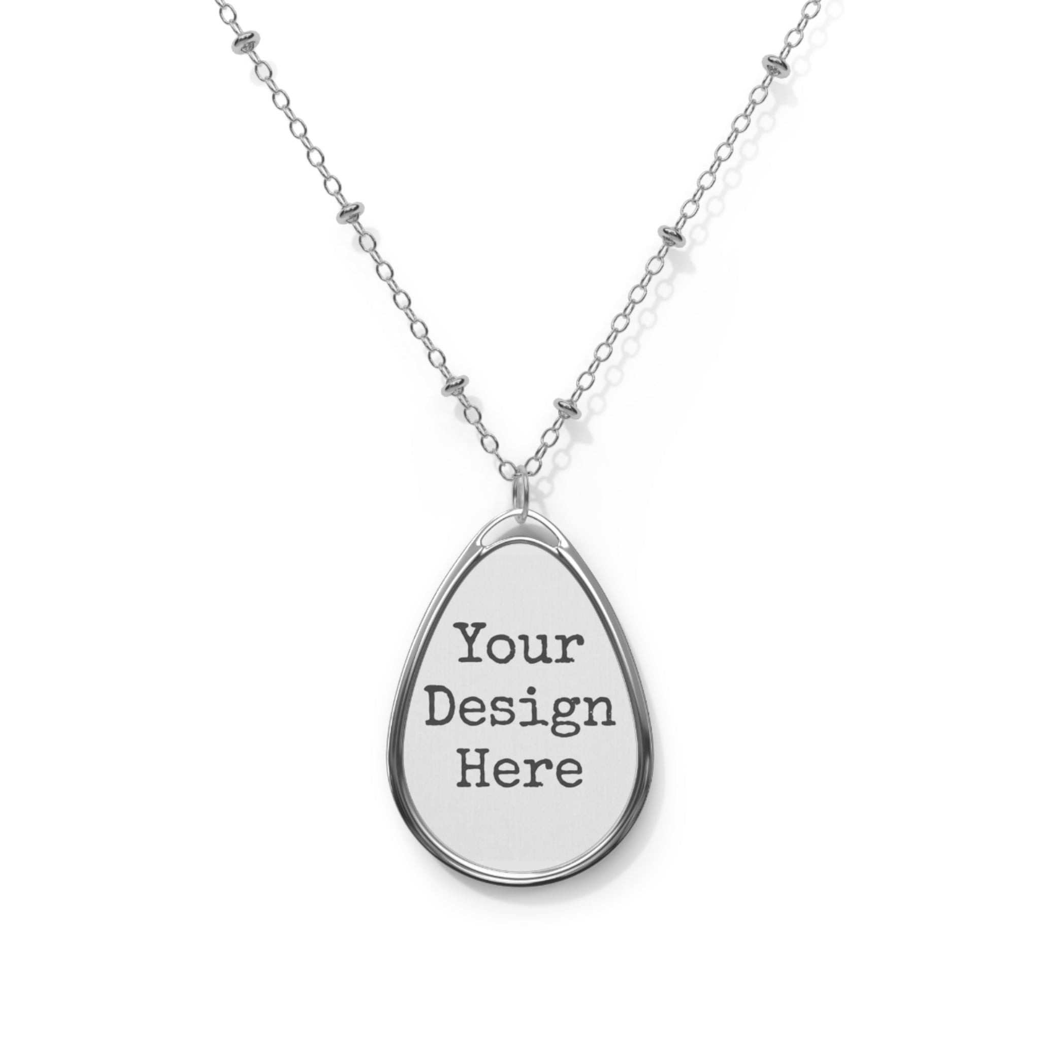 Personalized Oval Photo Pendant Necklace — Engraved Teardrop Locket Gift