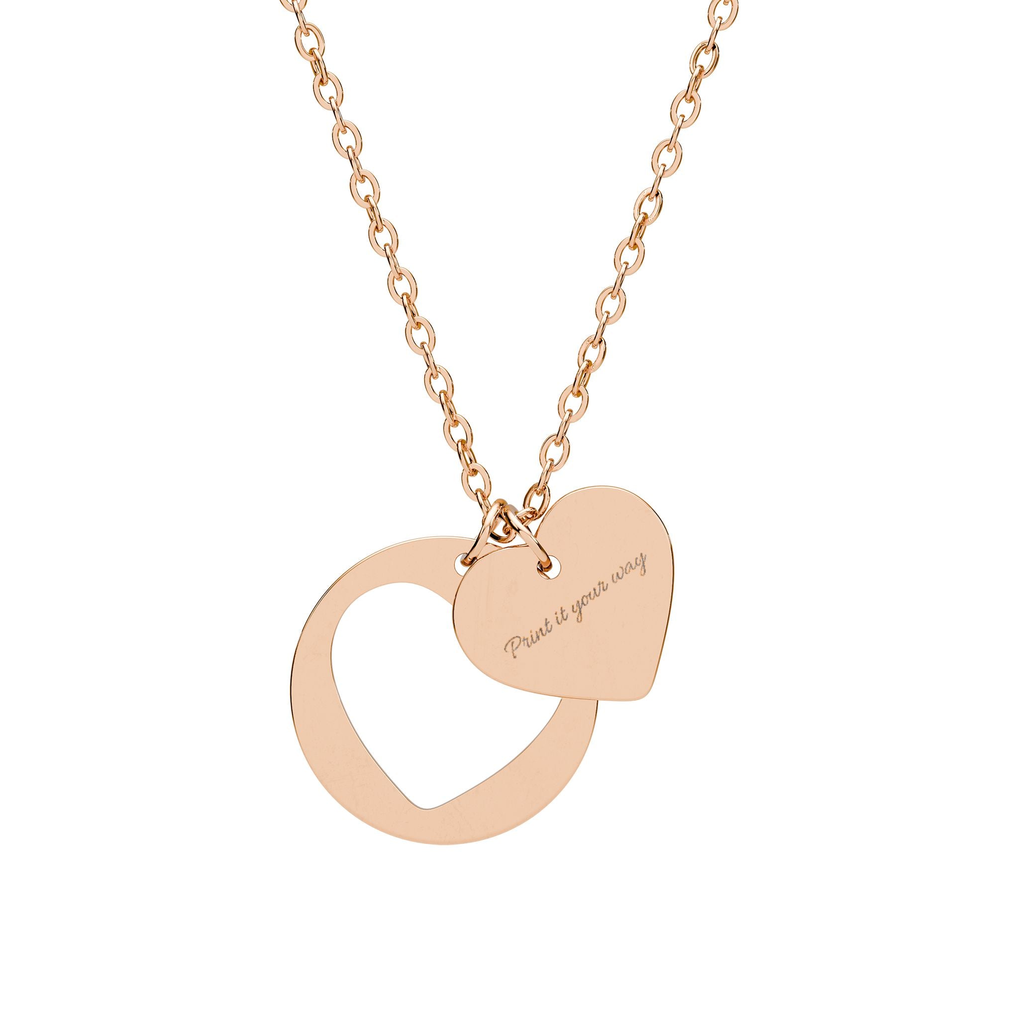 Personalized Heart Cutout Necklace — Engraved Name Pendant