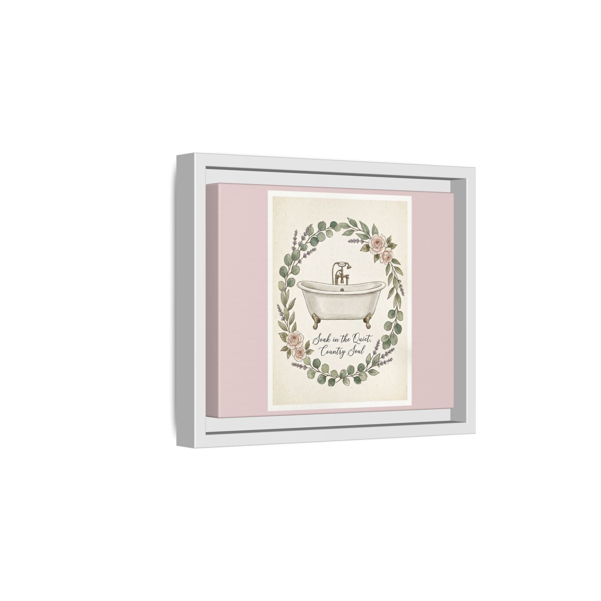Framed Canvas Wall Art - 'Soak in the Quiet, Country Soul' Vintage Bath Print