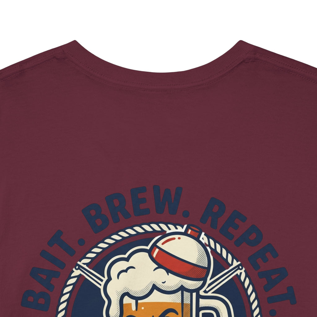 Beer & Fishing T-Shirt — “Bait. Brew. Repeat.” Graphic Tee