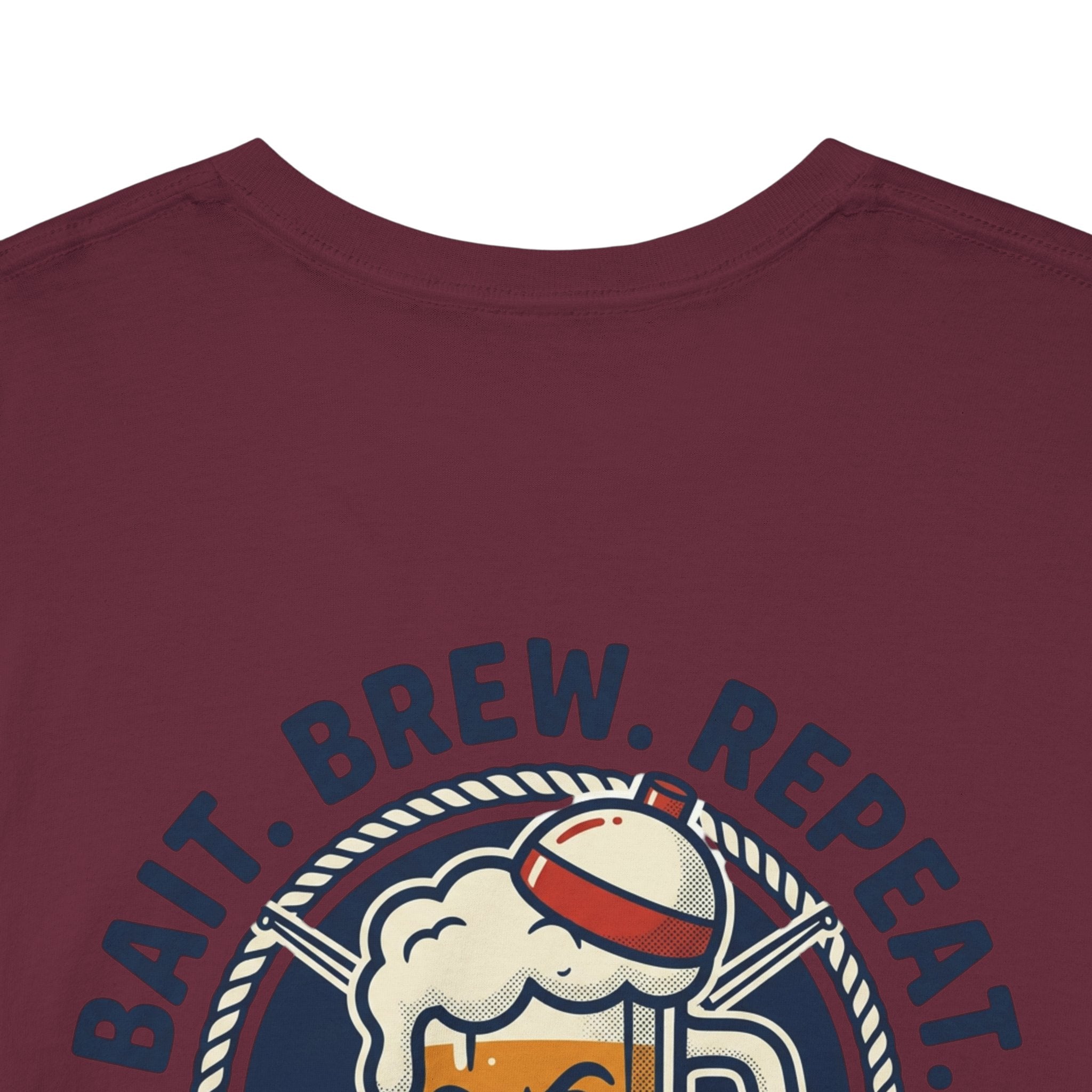 Beer & Fishing T-Shirt — “Bait. Brew. Repeat.” Graphic Tee