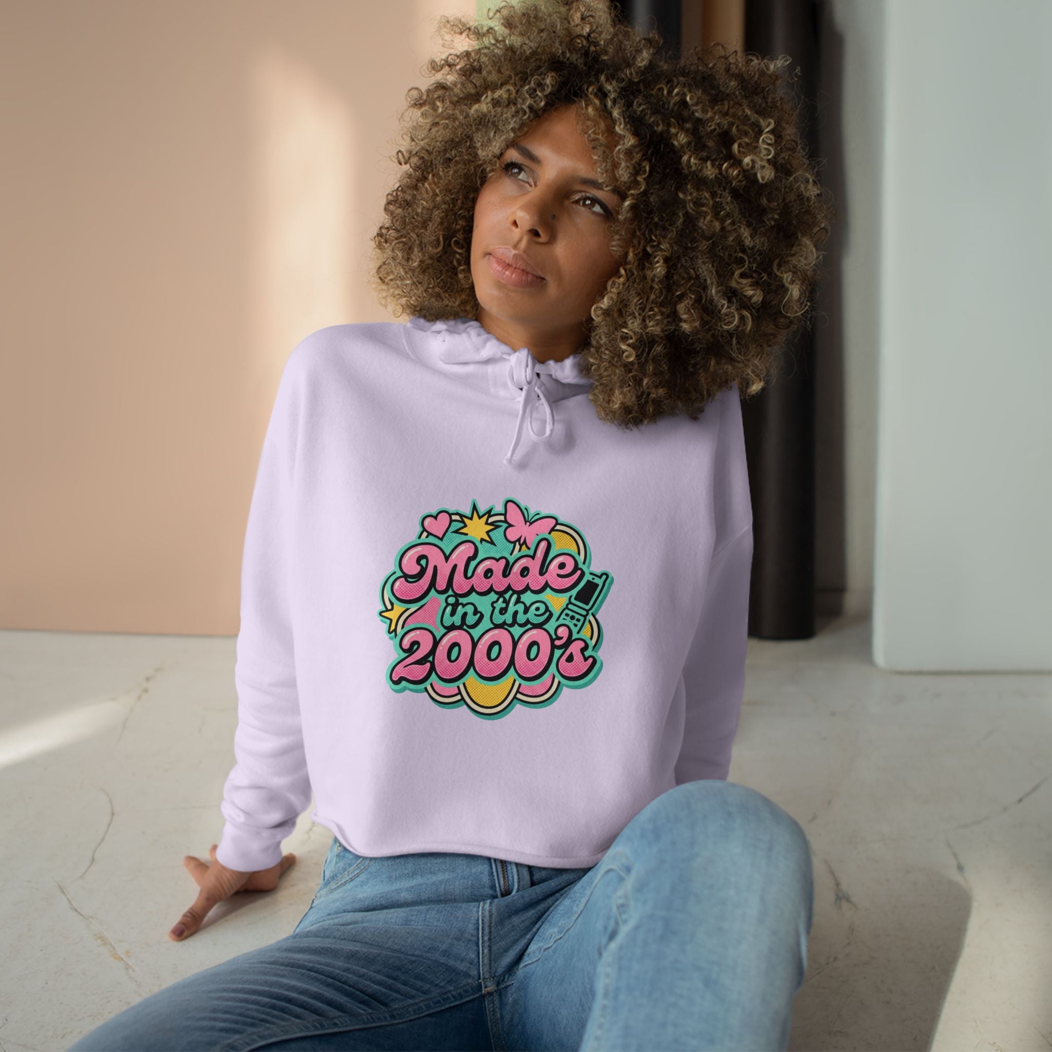 Made in the 2000s Crop Hoodie – Retro Y2K Graphic Cropped Sweatshirt