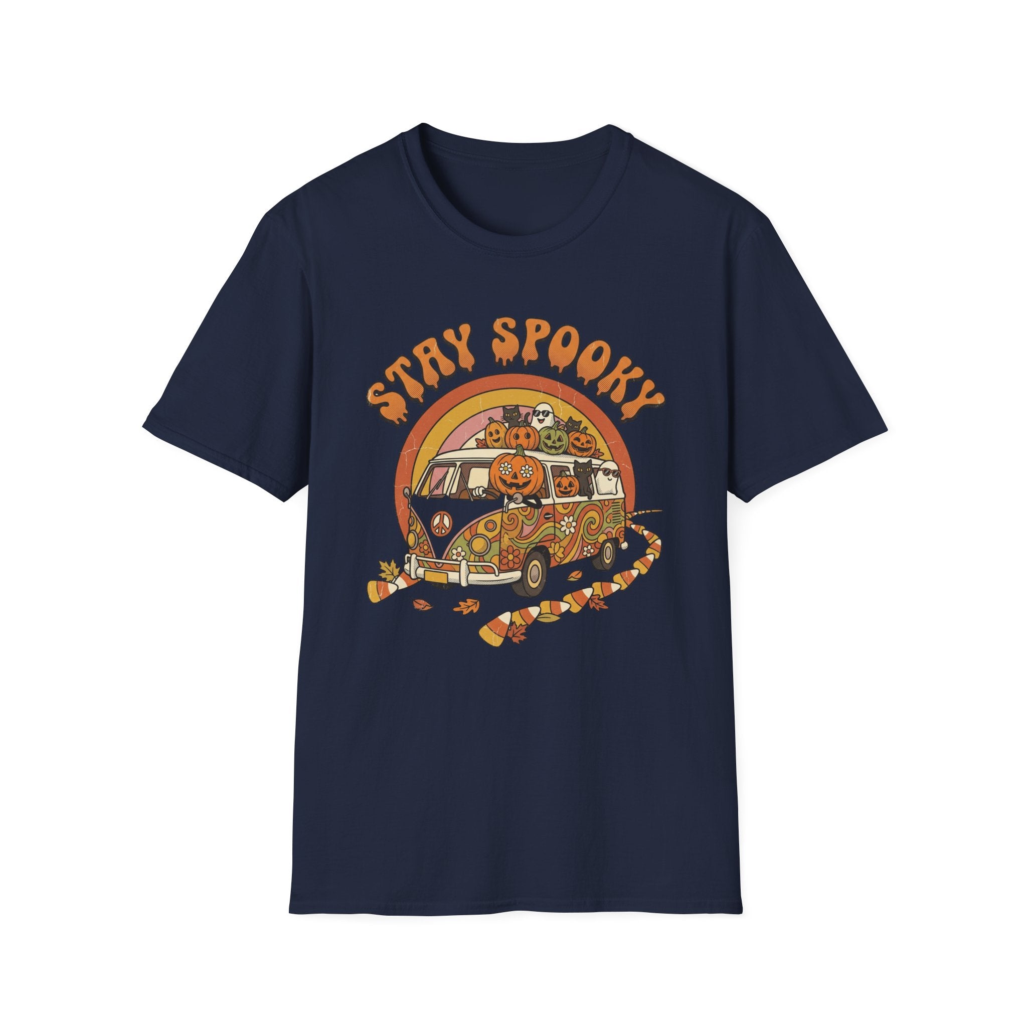 Stay Spooky Halloween T-Shirt — Retro Pumpkin Van Graphic