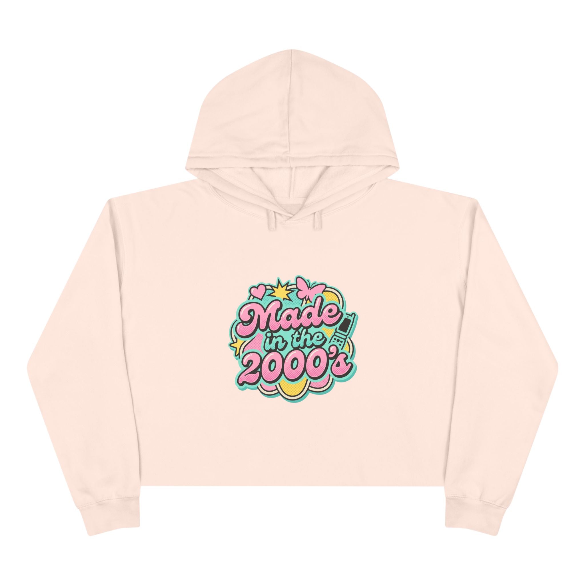 Made in the 2000s Crop Hoodie – Retro Y2K Graphic Cropped Sweatshirt