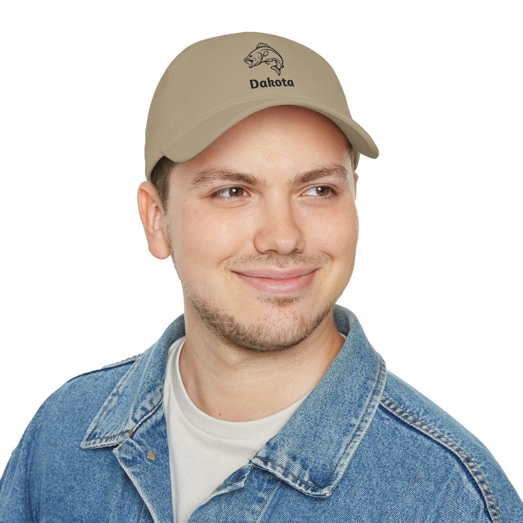 Bass Fisherman Embroidered Cap — Personalized Low Profile Baseball Hat