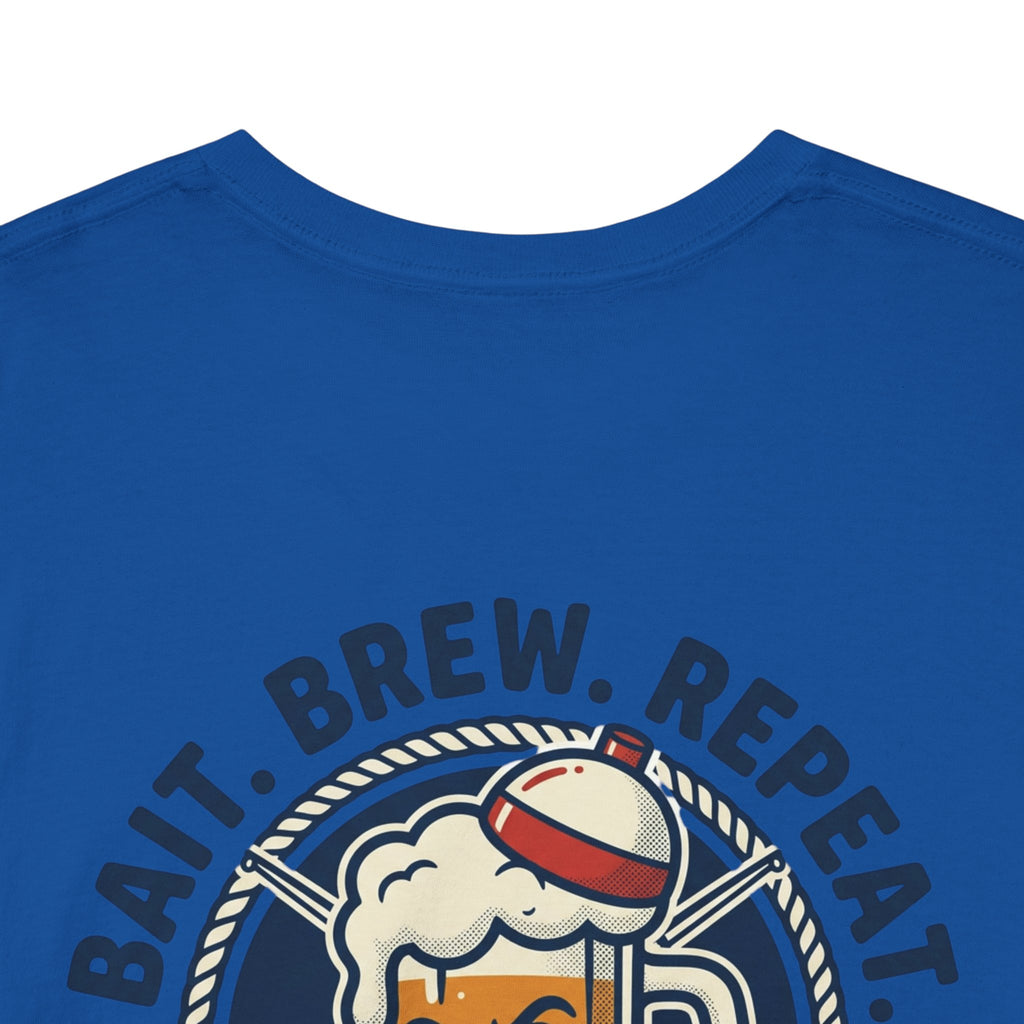 Beer & Fishing T-Shirt — “Bait. Brew. Repeat.” Graphic Tee