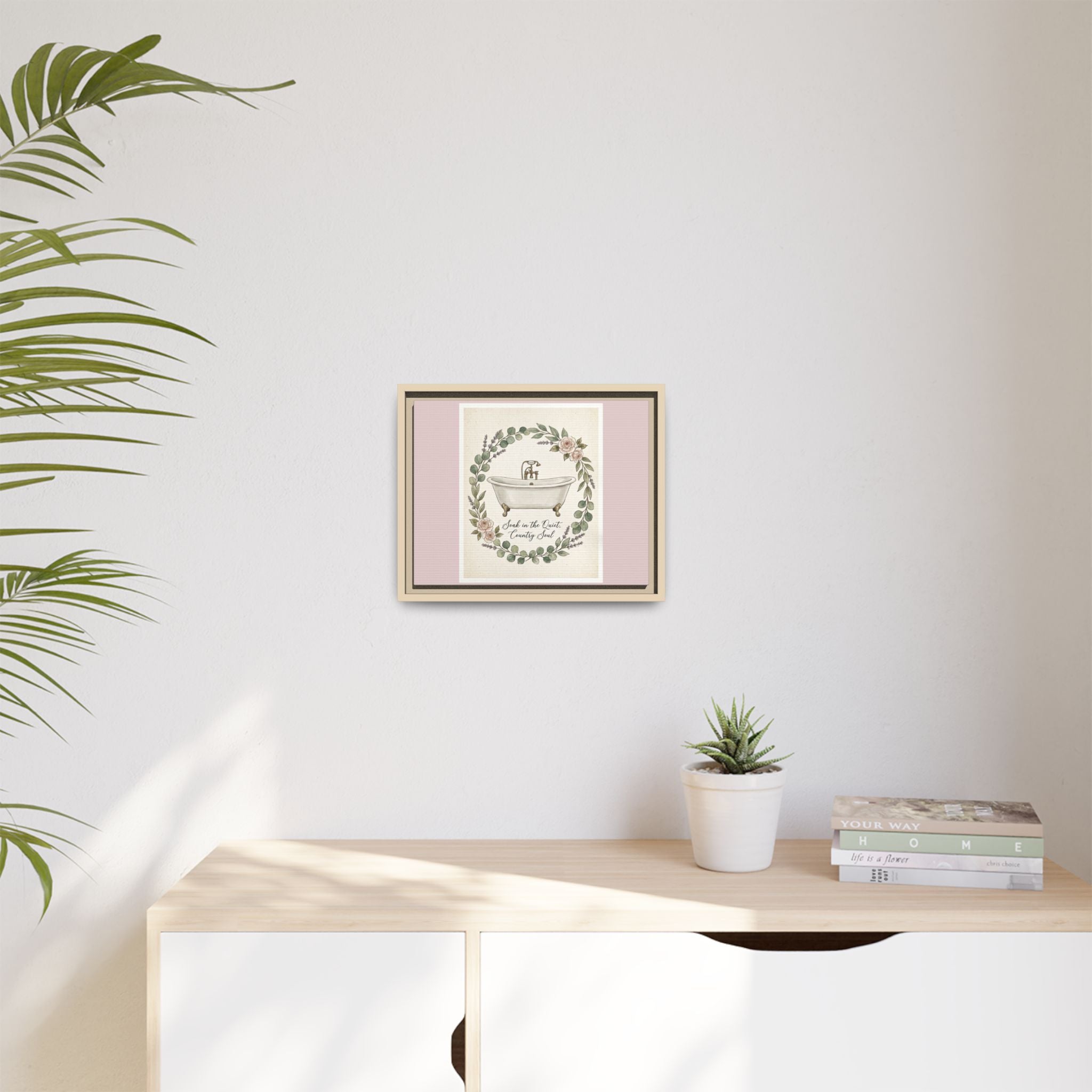 Framed Canvas Wall Art - 'Soak in the Quiet, Country Soul' Vintage Bath Print