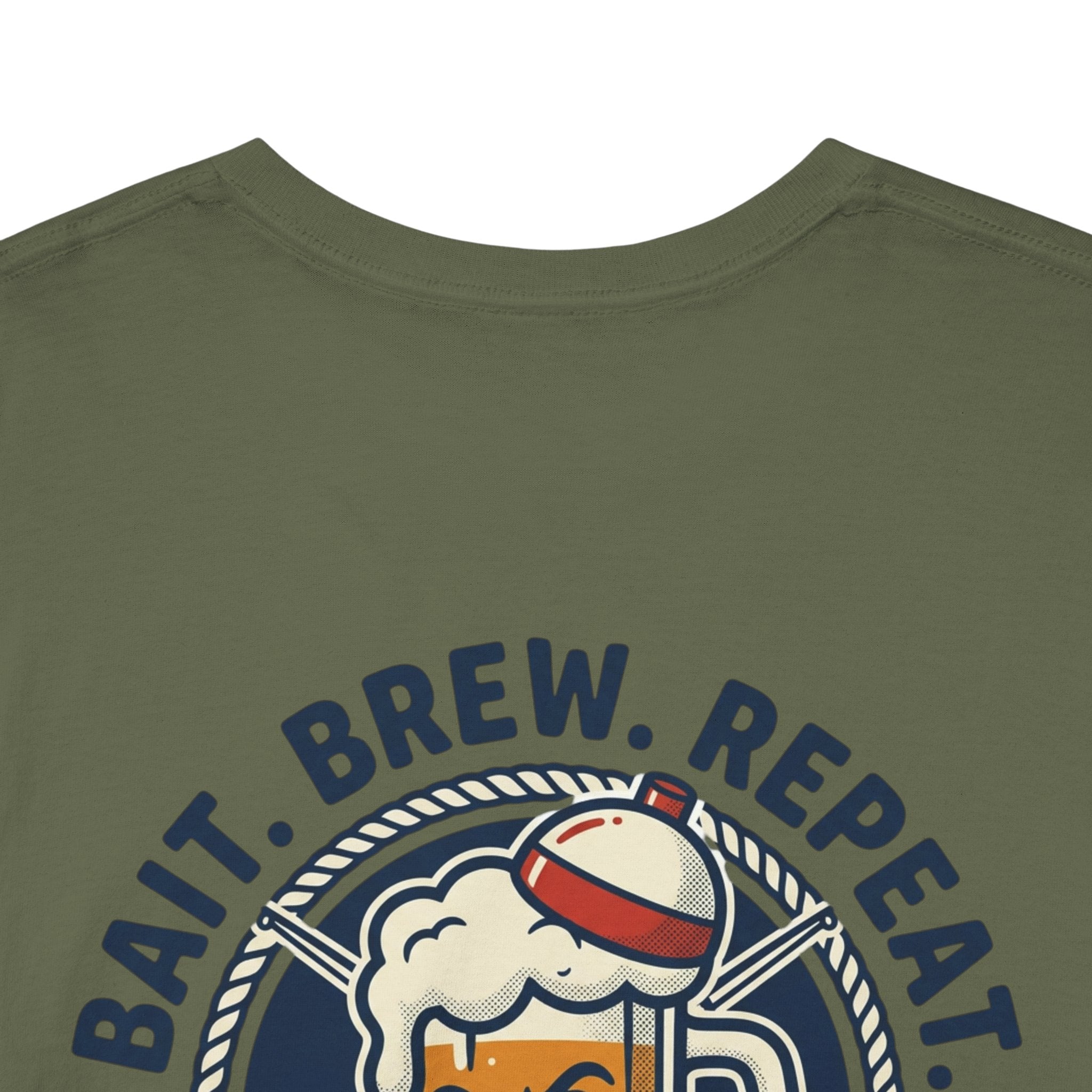 Beer & Fishing T-Shirt — “Bait. Brew. Repeat.” Graphic Tee