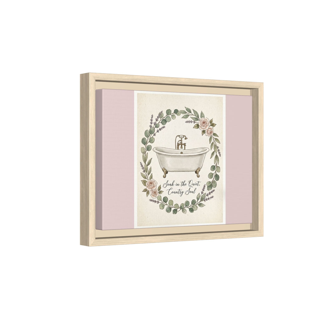 Framed Canvas Wall Art - 'Soak in the Quiet, Country Soul' Vintage Bath Print