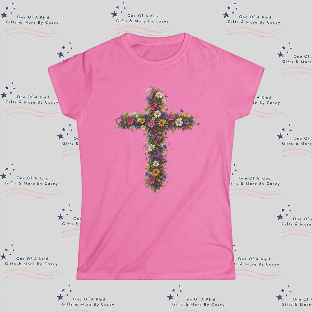 Floral Cross Women's Tee —  Spring Bouquet Shirt